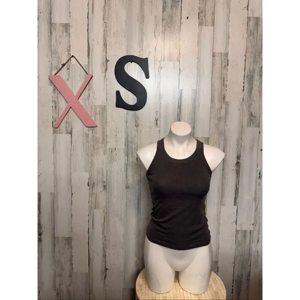 American Eagle Dark Grey Ribbed Tank Top Womens Size XS Extra Small Basic Cami